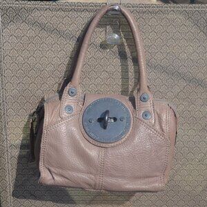 DIESEL Lamb Leather Small Satchel Handbag Purse Taupe